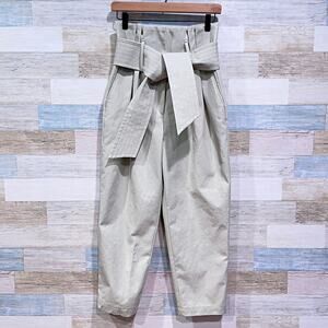 IRO Ritokie High Waist Ankle Paperbag Trousers Green Belted Womens FR 36 US 4